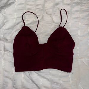 Burgundy bralette crop top